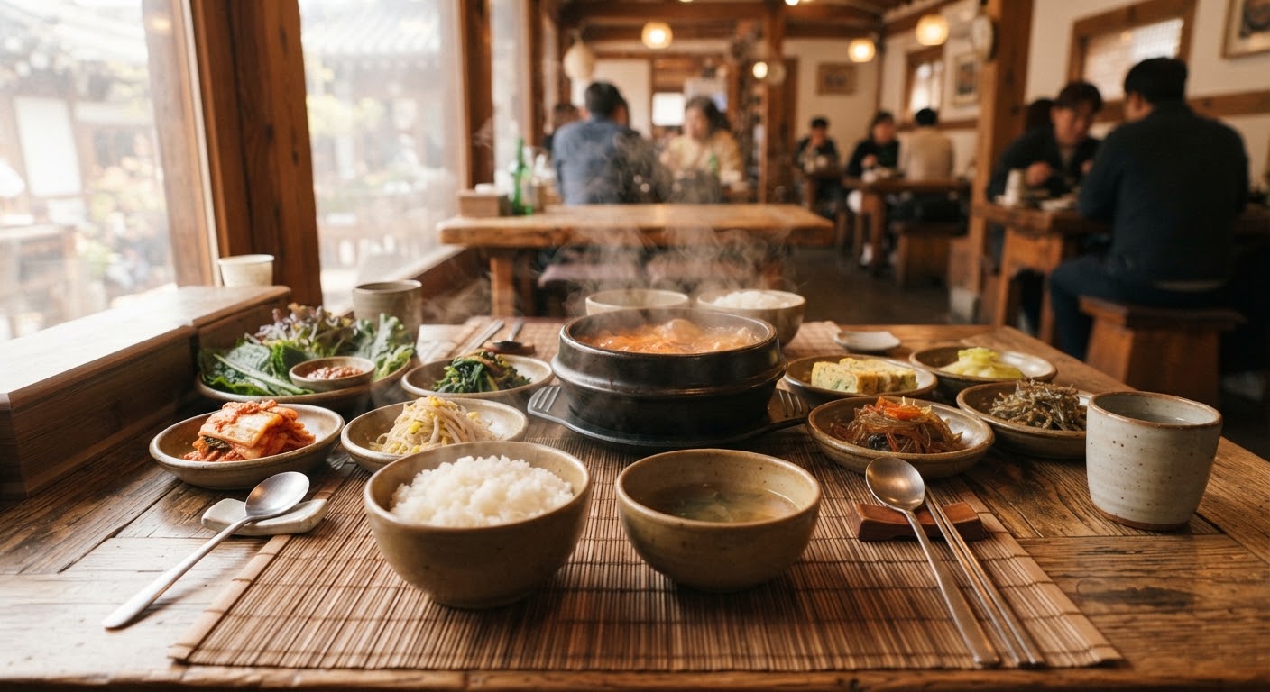 編集用イメージ：小皿の並ぶ韓国風の食卓。実際の店舗の料理ではありません。